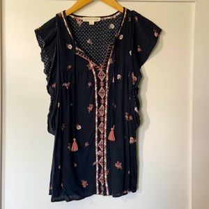New black top with tassels & flowers